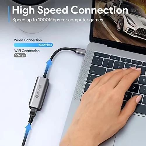Adaptador Usb C A Ethernet, Ablewe Tipo-c A Rj45 Gigabit Eth