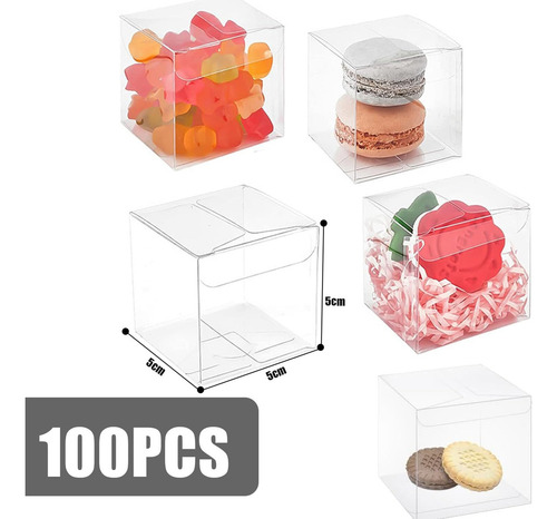 C. 100 Cajitas Para Dulces,macarón Transparente