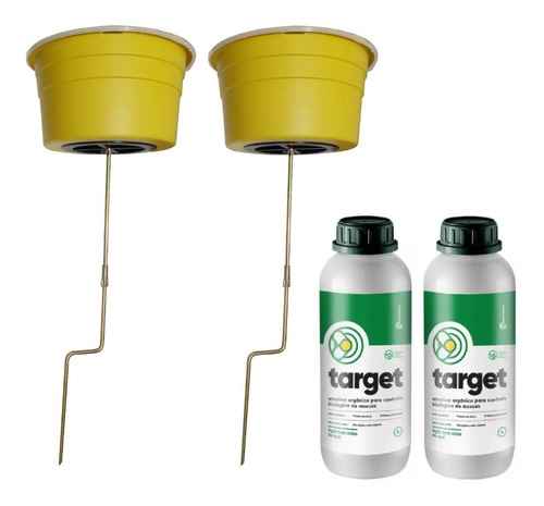 Kit 2 Armadilha Com Atrativo Mata Mosca Target Orgânico 2 L