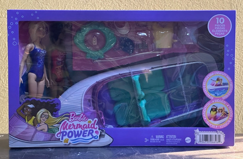 Barbie Bote Lancha Power Mermaid Muñecas Y 9 Accesorios