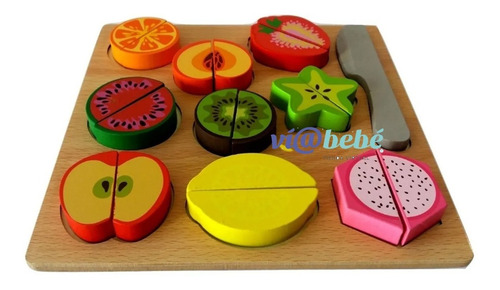 Juego Juguete De Madera Didactico Para Cortar Frutas Grande