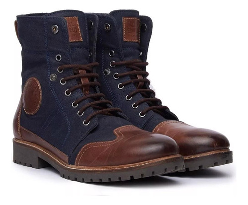 Bota Masculina Couro Genuíno Azul Marinho Royal Enfield