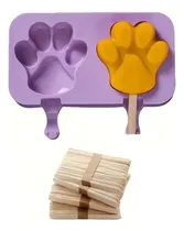 Comprar Molde De Silicona Helados Paletas Huellas Patas + 50 Palitos