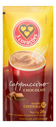 Café instantâneo cappuccino 3 Corações Cappuccino Cappuccino Baunilha chocolate sem glúten sachê 20 g