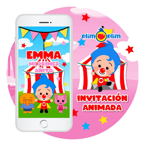 Video Invitación Animada - Plim Plim Circo En Rosa 