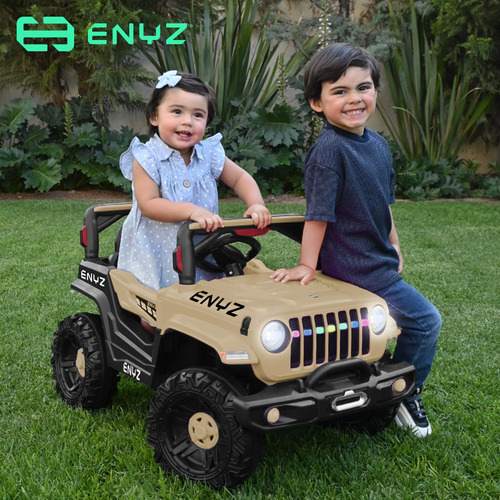 Montable Eléctrico Control Remoto Jeep Buggy Con Luces Bcx-6 Color Café Leon