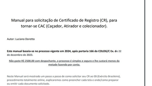 Manual Para Solicitação De Cr/cac Atirador 2024