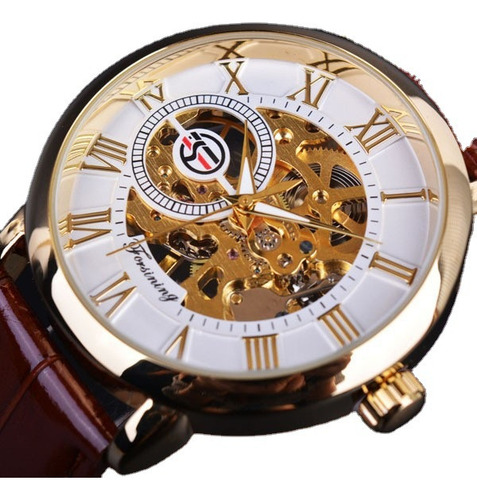 Reloj Mecánico Black Shell Black Face Silver Word