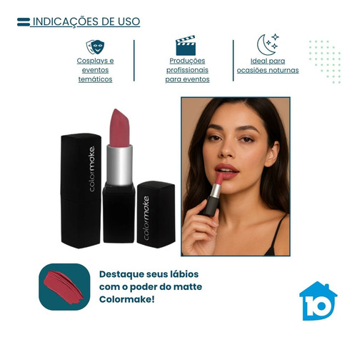 Batom Colormake Matte Longa Duração Alta Cobertura Profissio