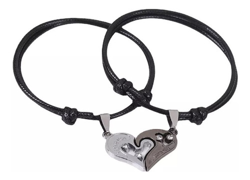 Pulseras Para Parejas/amigos Corazón Div Croma Gris