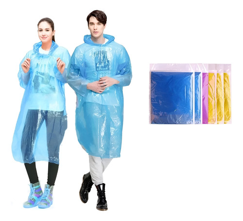 Set 3x2 Unidades Capa Piloto Lluvia Impermeable Celeste 