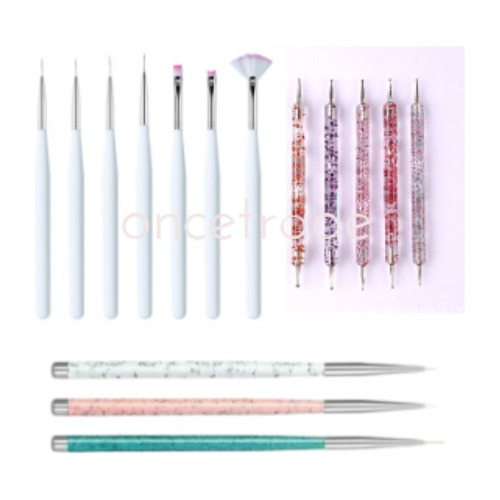 Kit Decoracion X21 Manicuria Pinceles + Dotting + Liner