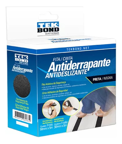 Fita Antiderrapante Tekbond Preta 5cmx5m 