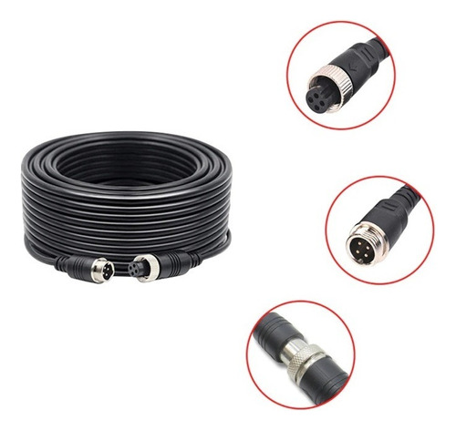 Cable Audio Video M12 4p Aviation 10 Metros Mdvr Cámaras 