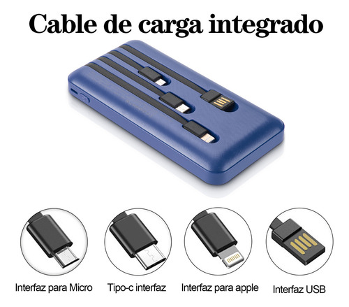 nebro Power Bank Batería Portátil 10000mah Con Built In 4 Cables, Ip/Tipo C/Micro Usb/V8 Con Pantalla Digital Cargador De Batería Compatible con iPhone 16 15 14 13 12,Xiaomi,Huawei&Samsung S22 S21