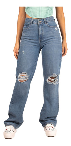 Pantalon Mom Jeans Con Destrucción 641a313