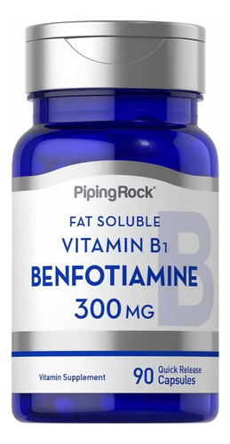 Benfotiamine Vitamina B1 300 Mg X 90 Cápsulas - Piping Rock Sabor Neutro