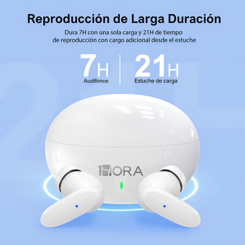Audífonos Tws Manos Libres Con Micrófono 1hora 205 Blanco 7h