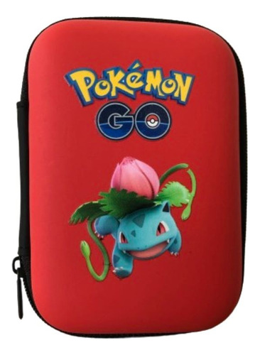 Estuche Bulbasaur Rojo Para 50 Cartas Pokemon