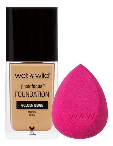 Set Photo Focus Matte Foundation Y Esponja Wet N Wild