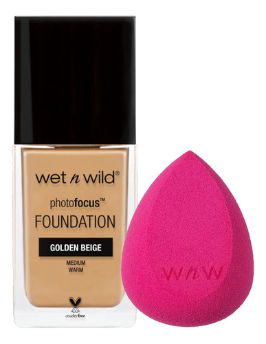 Set Photo Focus Matte Foundation Y Esponja Wet N Wild