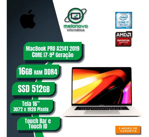 Apple Macbook Pro A2141 Intel I7 9a 16gb Ssd 512gb Touchbar Apple Macbook Pro A2141 Intel I7 9a 16gb Ssd 512gb Touchbar