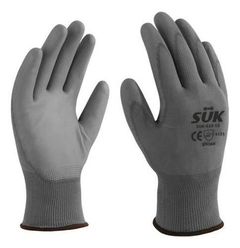 Guante De Seguridad Nylon Gris C/palma Poliuretano Suk-610