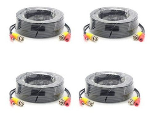 4 X 16ft 5m 2 En 1 Audio Video Cable Seguridad Cámara Bnc Rc