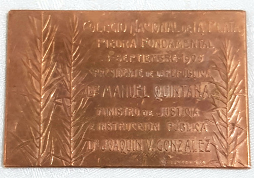 Antigua Medalla Colegio Nacional La Plata Quintana B35