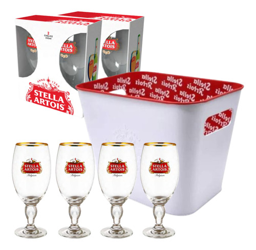 Frapera Balde Hielo Stella Artois Original + 4 Copas Regalo