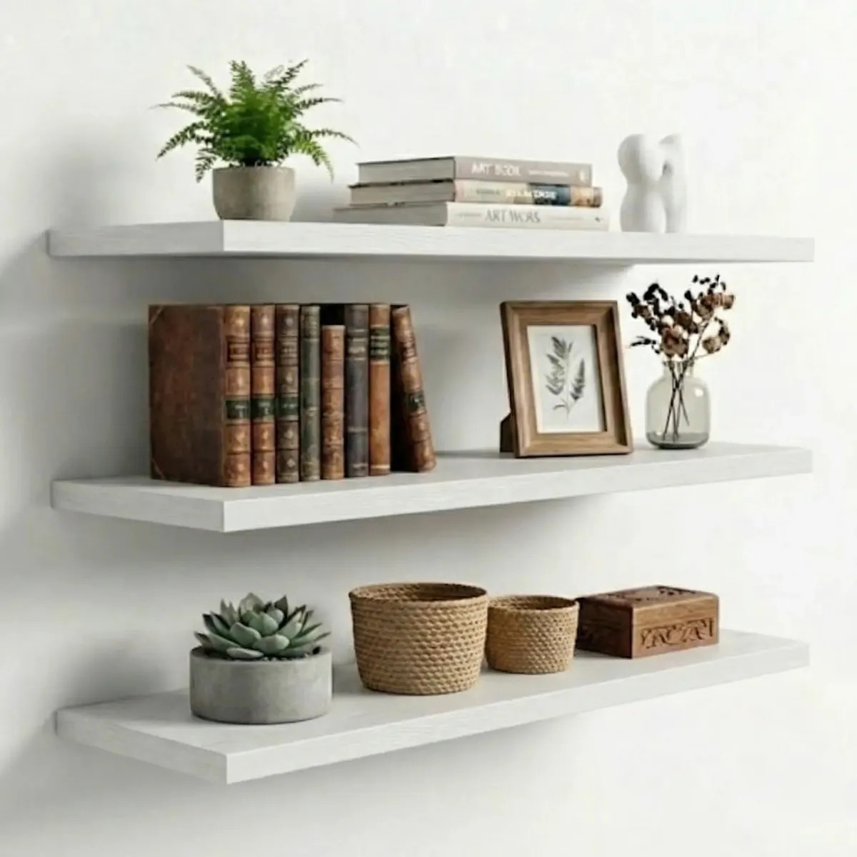 Set 3 Repisas Flotantes Casa Veta 50x15 Minimalistas Blanco