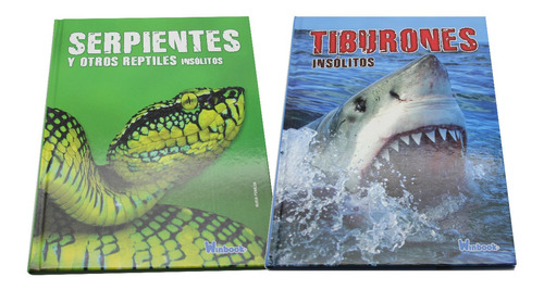 Colección 2 Libros Serpientes Reptil Y Tiburones Insólitos 