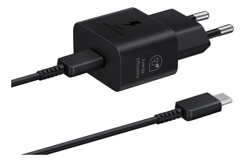 Cargador Samsung Ep-t2510 tipo C a C 25w de Pared con cable carga super rápida negro