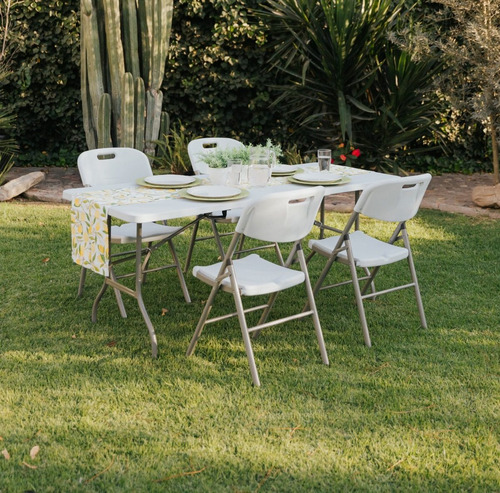 Imagen 5 de 10 de Mesa Portatil Hdpe Para Jardín Exterior Beckon 1.8m