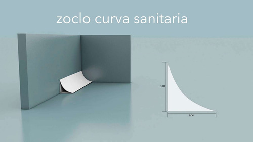 Imagen 3 de 9 de Zoclo Curva Sanitaria Pvc Blanco (4 Piezas De 2.44mts)