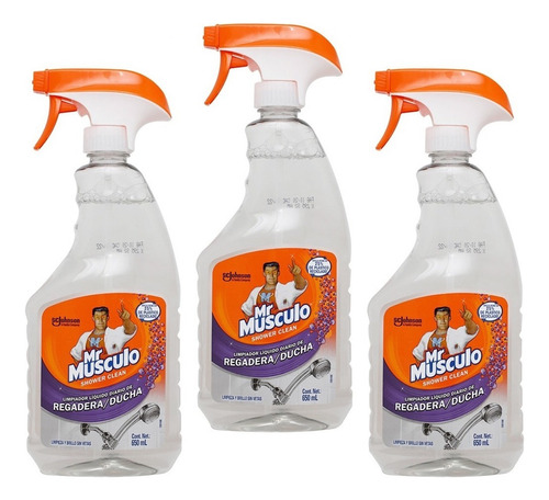 3 Pz - Mr Musculo Shower Clean Regadera/ducha 650 Ml