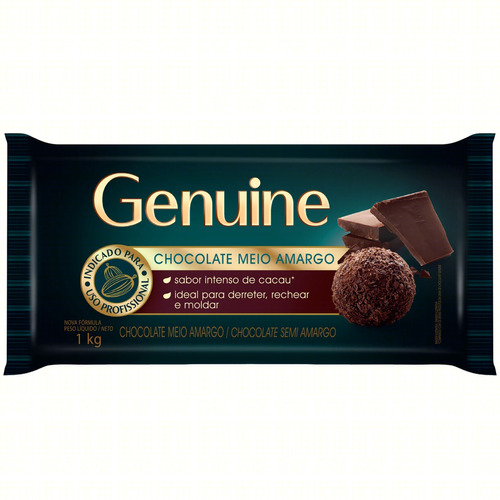 Chocolate meio amargo Genuine  sem glúten pacote 1 kg