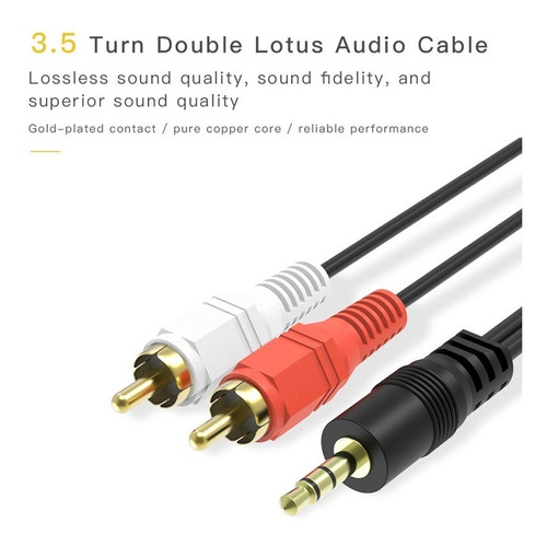 Cable De 3.5 Mm Stereo Macho A 2 Rca Macho De 3 Metros