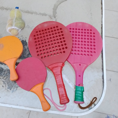 Juego 2 Raquetas Ping Pong Y 2 Raquetas Paddle Buen Estado