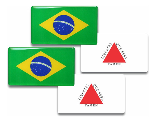 4 Adesivos Bandeiras 2 Brasil E 2 Minas Gerais Resinada