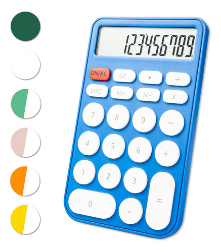 Calculadora Estandar Plana De 12 Digitos Lcs De Color Azul