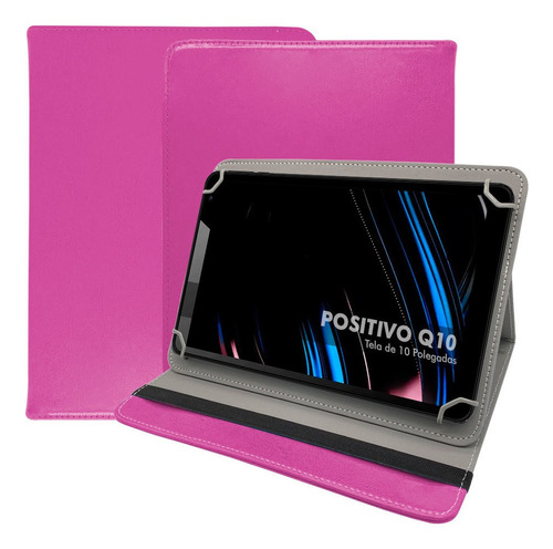 Capinha Para Tablet Positivo Tab Q10 Capa Pasta + Pelicula Cor Pink