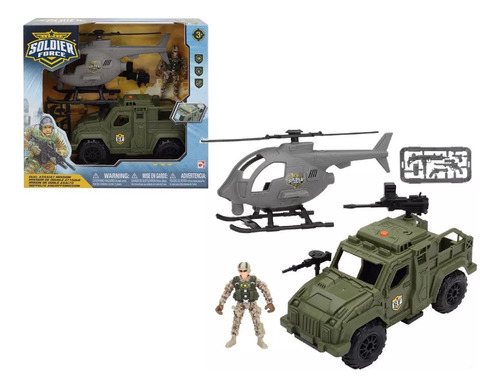 Vehiculo Militar Y Helicoptero Figura Soldado Soldier Force