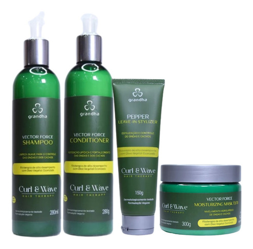 Kit Grandha Cachos Curl & Wave Vector Force C/ Máscara T3/t4
