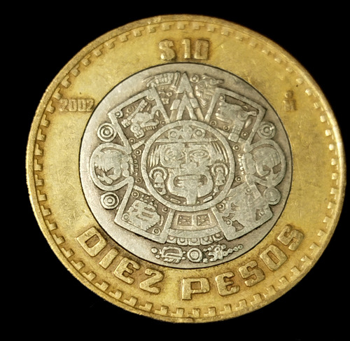Moneda 10 Pesos 2002, Calendario Azteca. (Usado)