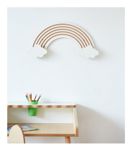 Imagen 4 de 10 de Perchero Infantil Pared Nordico Gancho Colgante Arco Iris Sm