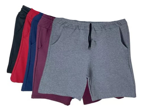 Bermuda De Moletom Moleton Kit C/ 3 Bermudas Bolso