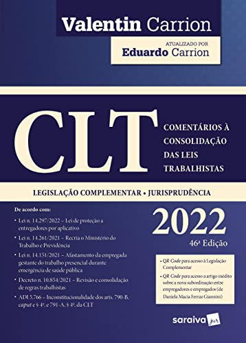 Libro Clt Com Consol Das Leis Trabalhistas 46ed 22 De Carrio