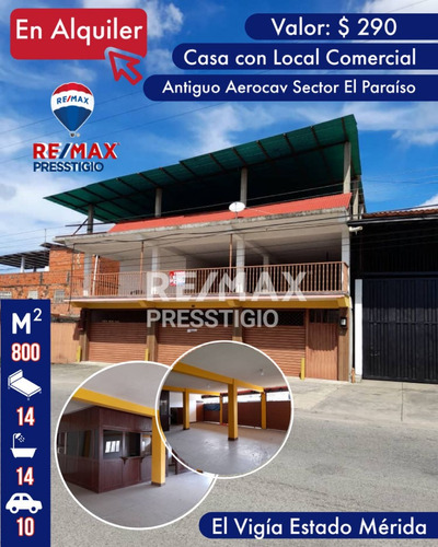  Casa Con Local Comercial En Alquiler En El Vigía, Venezuela