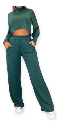 Pantalon Palazzo Oxford   Buzo Cuello Alto Conjunto Lanilla